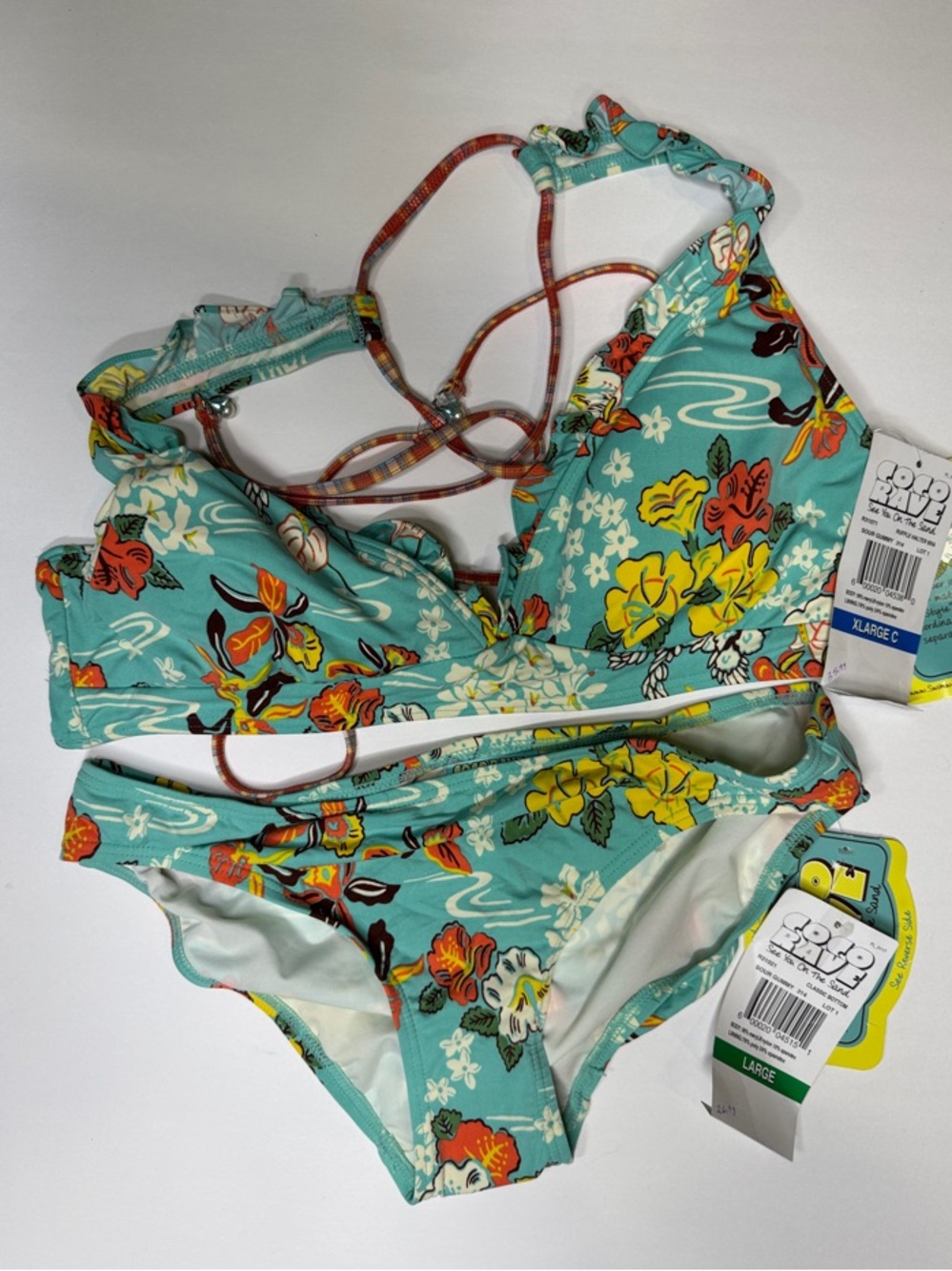 Roxy Turquoise Floral Strappy Bikini Set